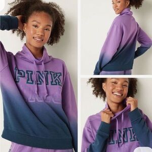Victoria's Secret PINK Purple Indigo Ombre Cowl Neck Sweatshirt
